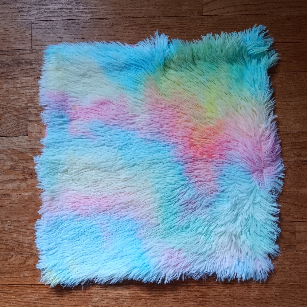 Colorful Tie-Dye Faux Fur Throw Pillow Cover Sham With Zipper 18" Square